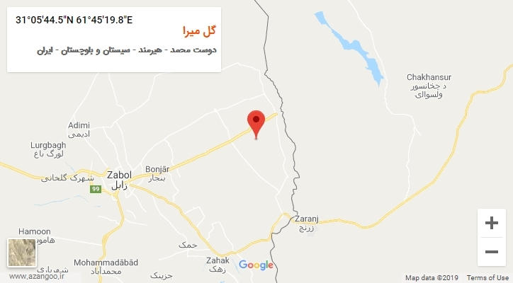 روستای گل میرا بر روی نقشه