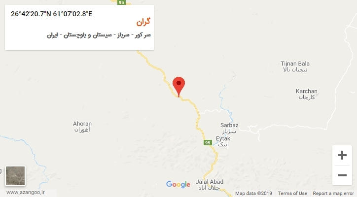 روستای گران بر روی نقشه