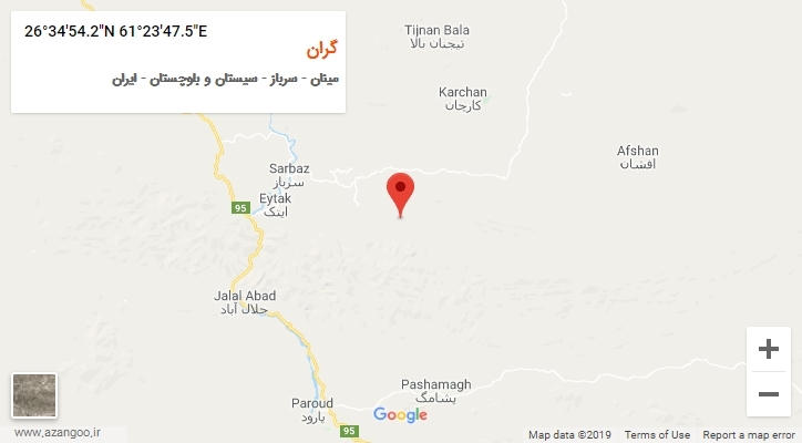 روستای گران بر روی نقشه