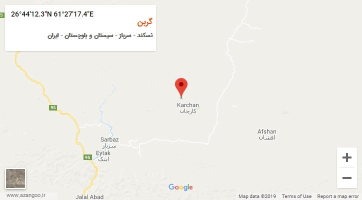 روستای گربن بر روی نقشه
