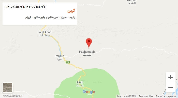 روستای گربن بر روی نقشه