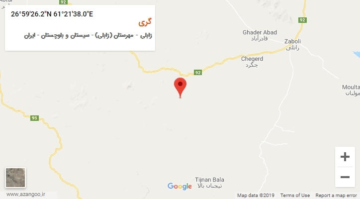 روستای گری بر روی نقشه