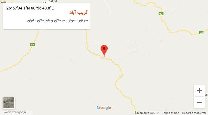 روستای گریب آباد بر روی نقشه