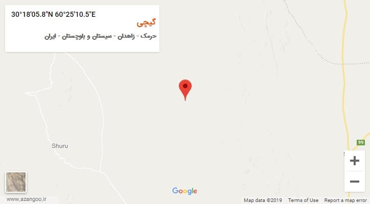 روستای گیچی بر روی نقشه
