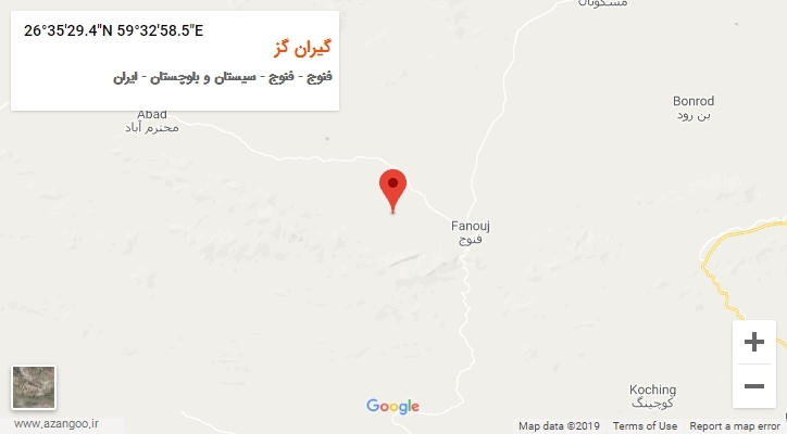 روستای گیران گز بر روی نقشه