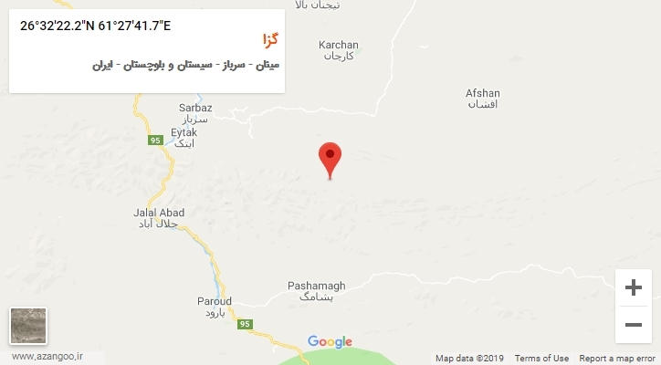 روستای گزا بر روی نقشه