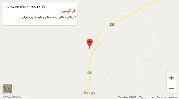 روستای گز گرسی بر روی نقشه