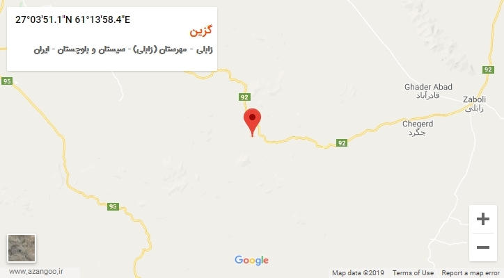 روستای گزین بر روی نقشه