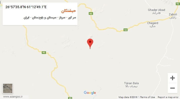 روستای حبشتکان بر روی نقشه