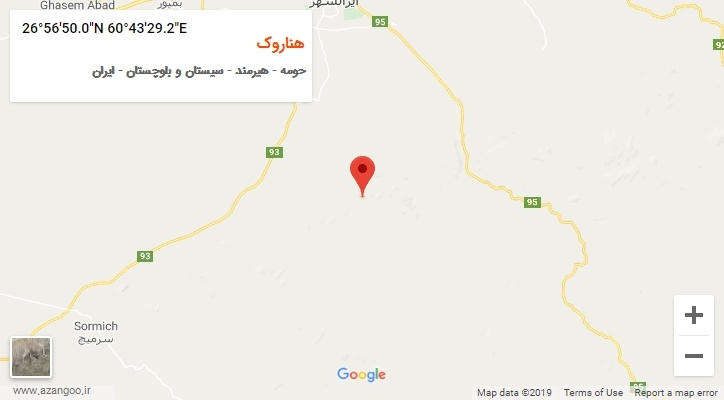 روستای هناروک بر روی نقشه