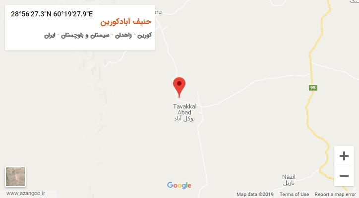 روستای حنیف آبادکورین بر روی نقشه