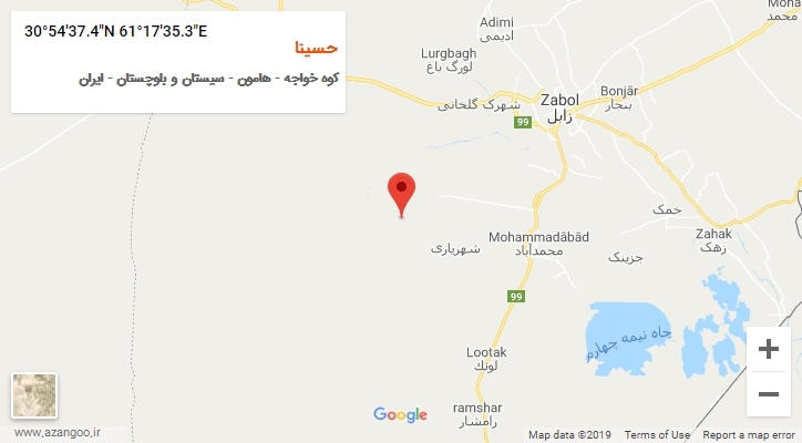 روستای حسینا بر روی نقشه