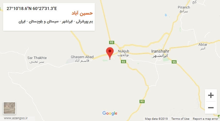 روستای حسین آباد بر روی نقشه