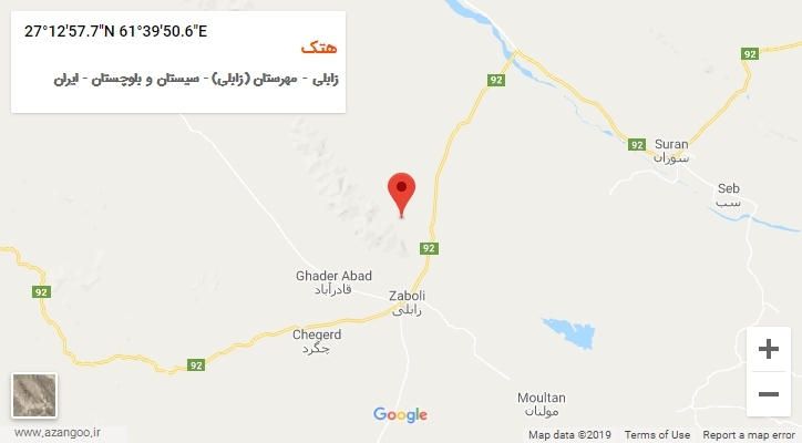 روستای هتک بر روی نقشه