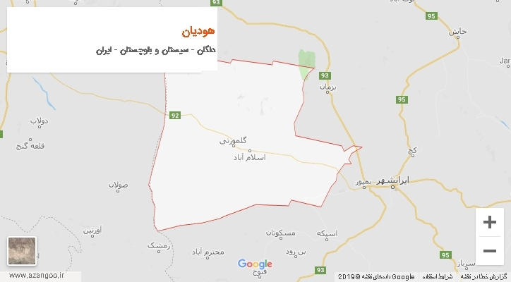دهستان هودیان بر روی نقشه