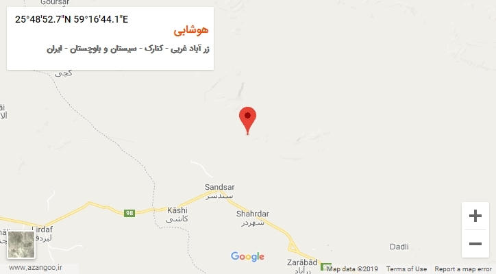 روستای هوشابی بر روی نقشه