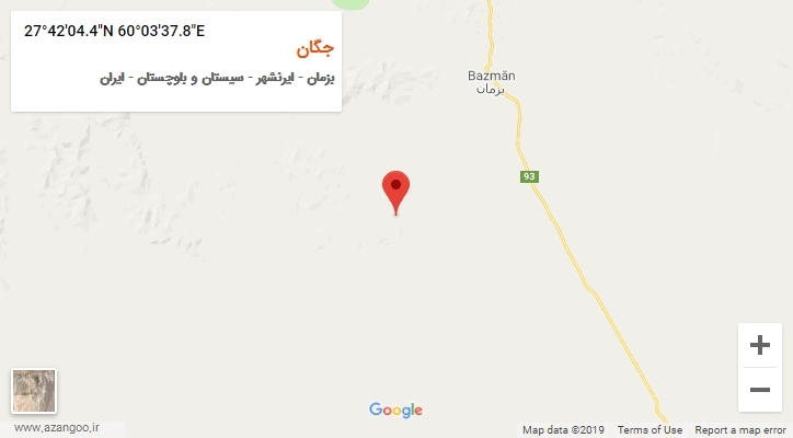 روستای جگان بر روی نقشه