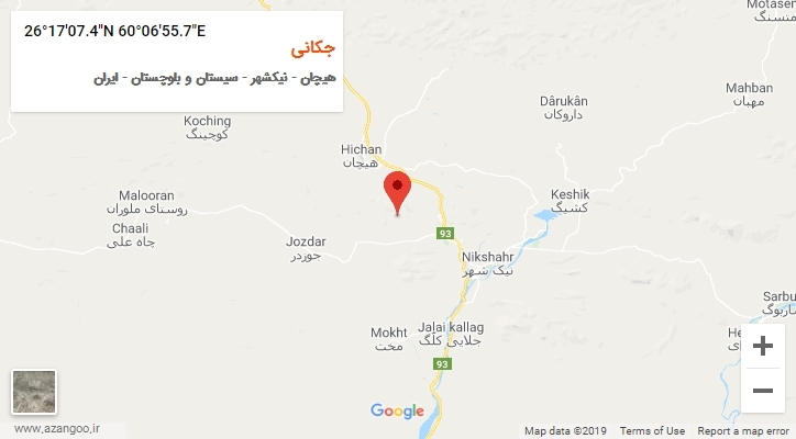 روستای جکانی بر روی نقشه