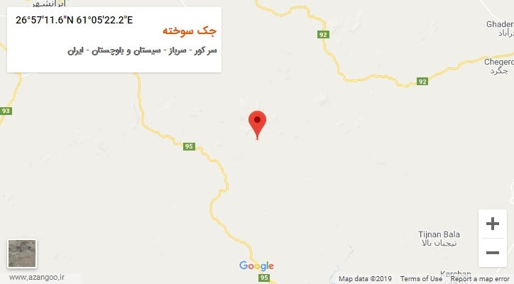 روستای جک سوخته بر روی نقشه