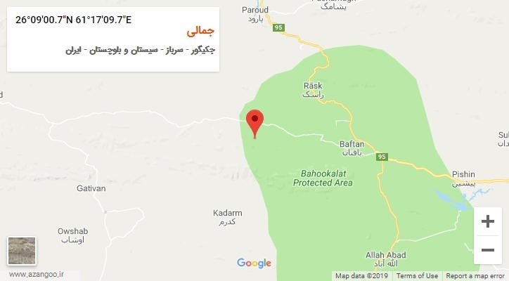 روستای جمالی بر روی نقشه