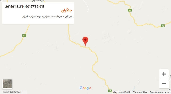 روستای جنگران بر روی نقشه