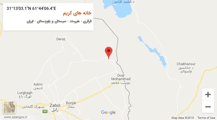 روستای خانه های کریم بر روی نقشه