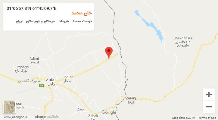 روستای خان محمد بر روی نقشه
