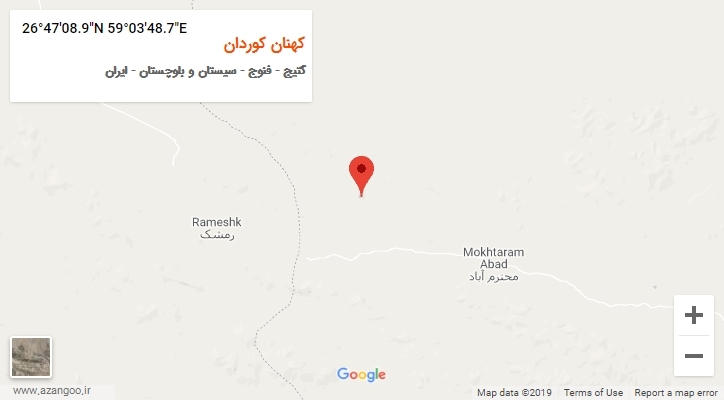 روستای کهنان کوردان بر روی نقشه