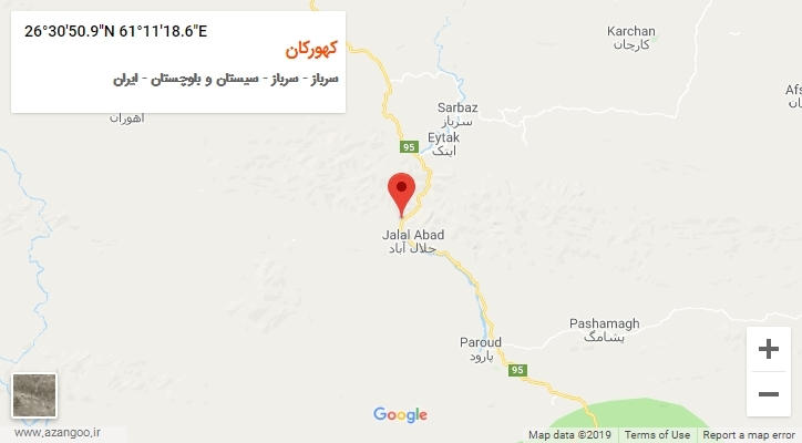 روستای کهورکان بر روی نقشه