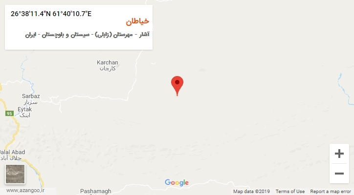روستای خیاطان بر روی نقشه