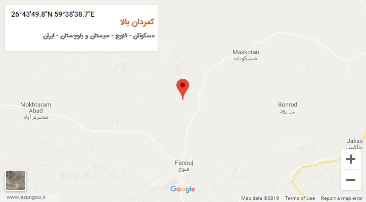 روستای کمردان بالا بر روی نقشه