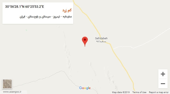 روستای کم زرد بر روی نقشه