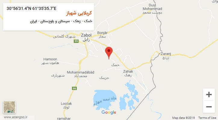 روستای کربلایی شهباز بر روی نقشه