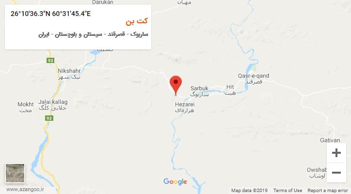 روستای کت بن بر روی نقشه