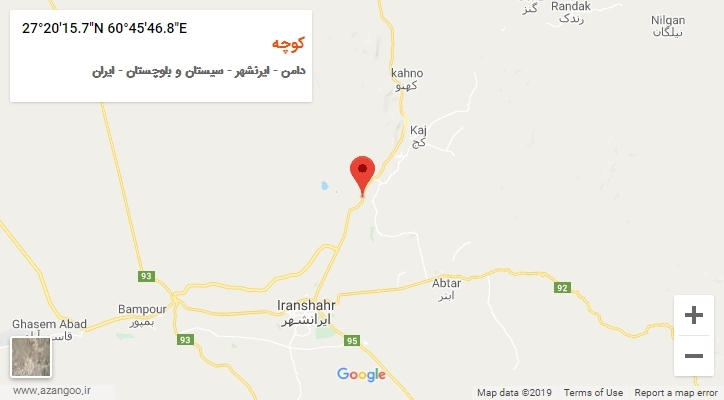 روستای کوچه بر روی نقشه