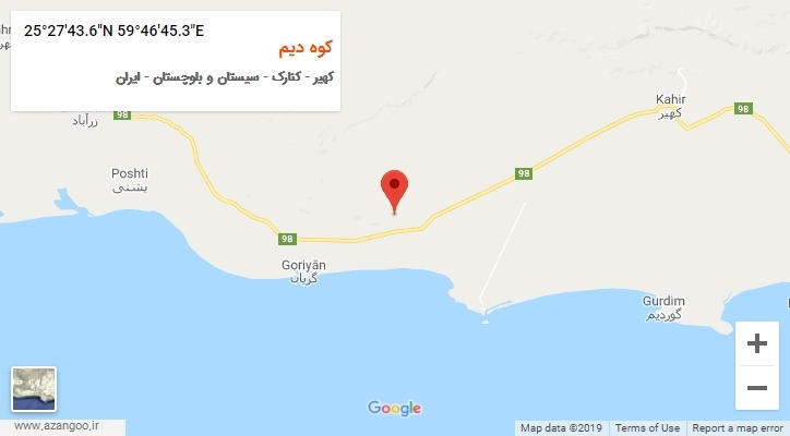 روستای کوه دیم بر روی نقشه