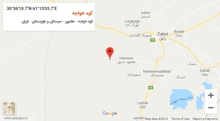 روستای کوه خواجه بر روی نقشه