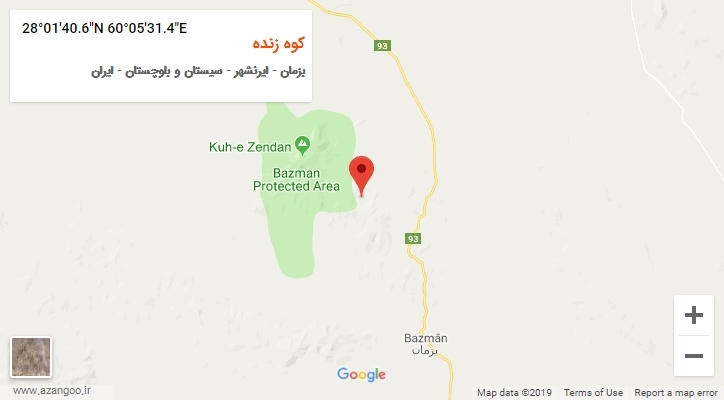 روستای کوه زنده بر روی نقشه