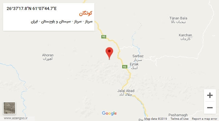 روستای کوتگان بر روی نقشه