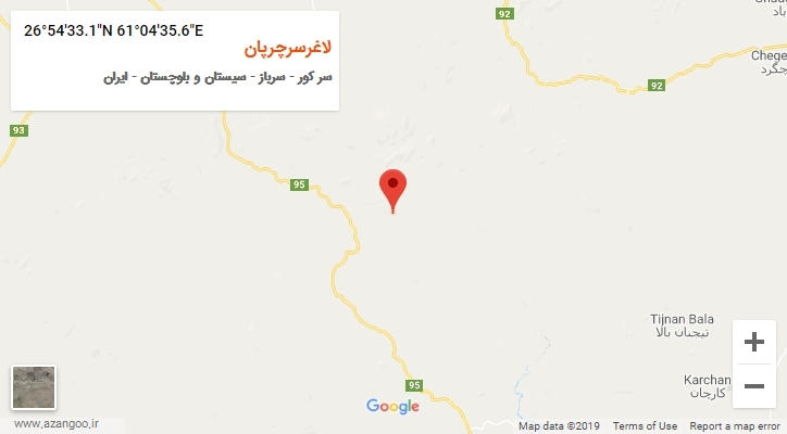روستای لاغرسرچرپان بر روی نقشه