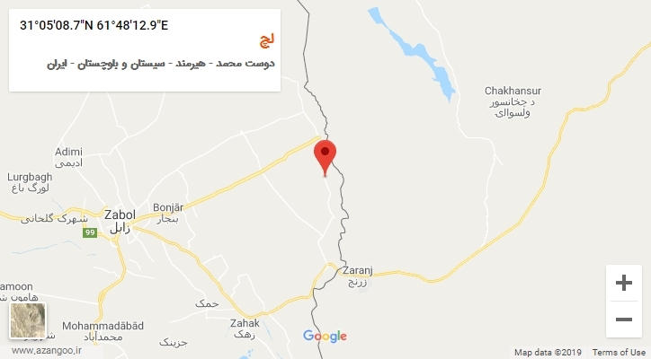 روستای لچ بر روی نقشه