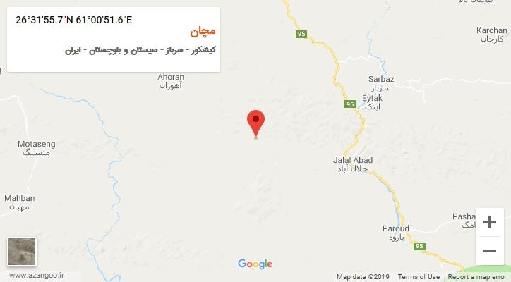 روستای مچان بر روی نقشه