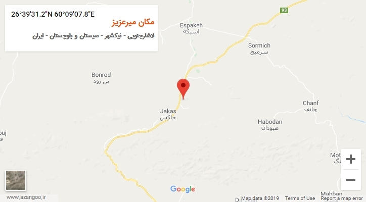 روستای مکان میرعزیز بر روی نقشه