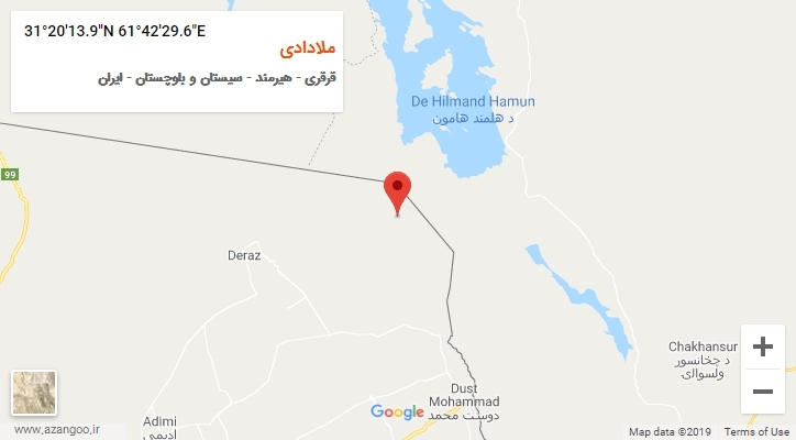 روستای ملادادی بر روی نقشه