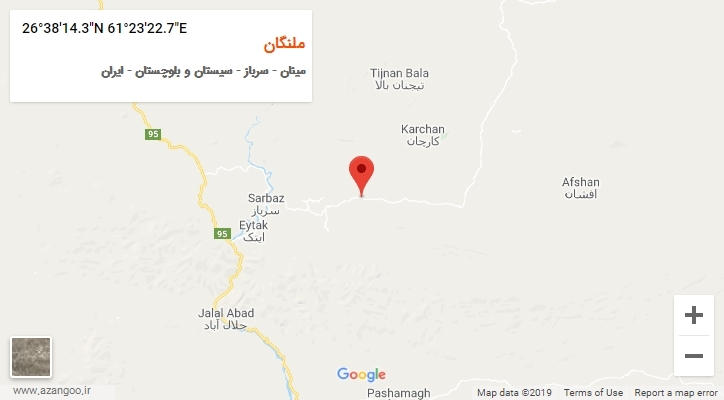 روستای ملنگان بر روی نقشه