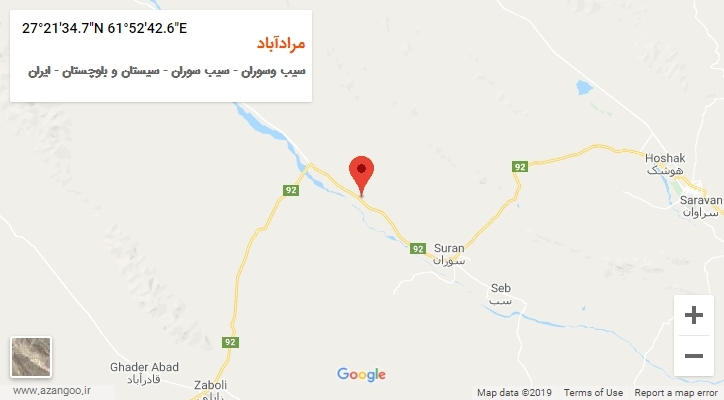 روستای مرادآباد بر روی نقشه
