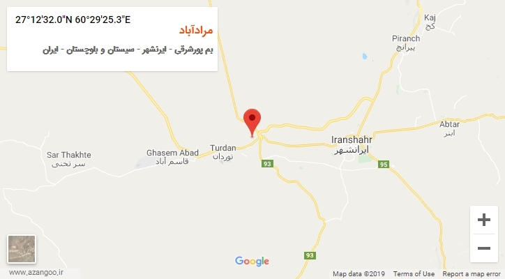 روستای مرادآباد بر روی نقشه
