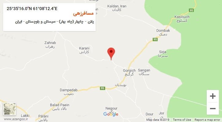 روستای مسافرزهی بر روی نقشه