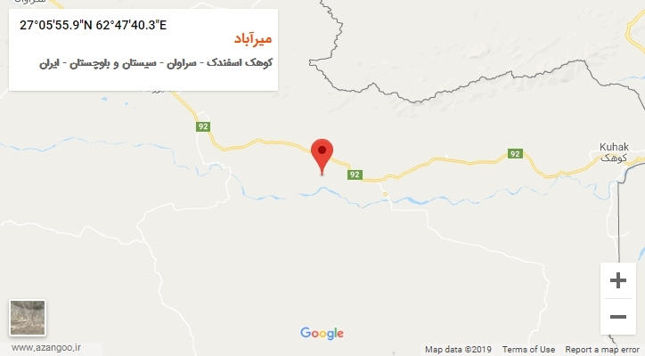 روستای میرآباد بر روی نقشه
