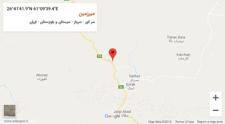 روستای میرزمین بر روی نقشه